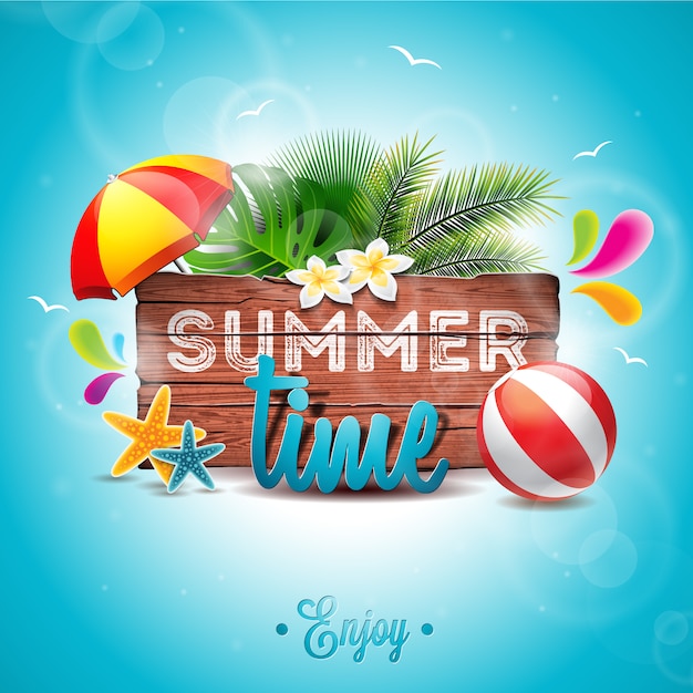 Summer time background palm tree design