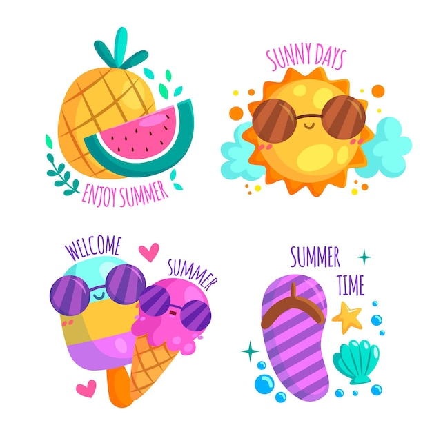 Summer time happy badge collection