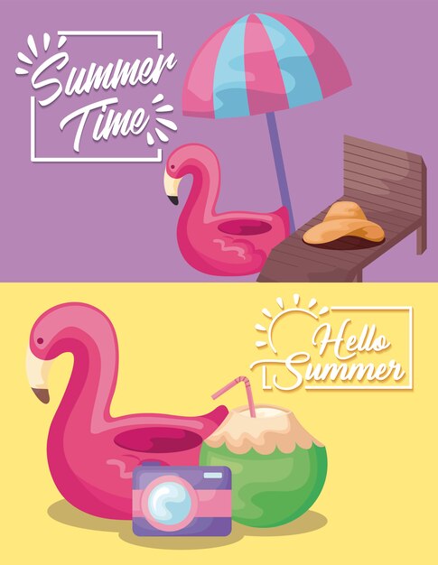 Summer time holiday poster with flemish float and umbrella