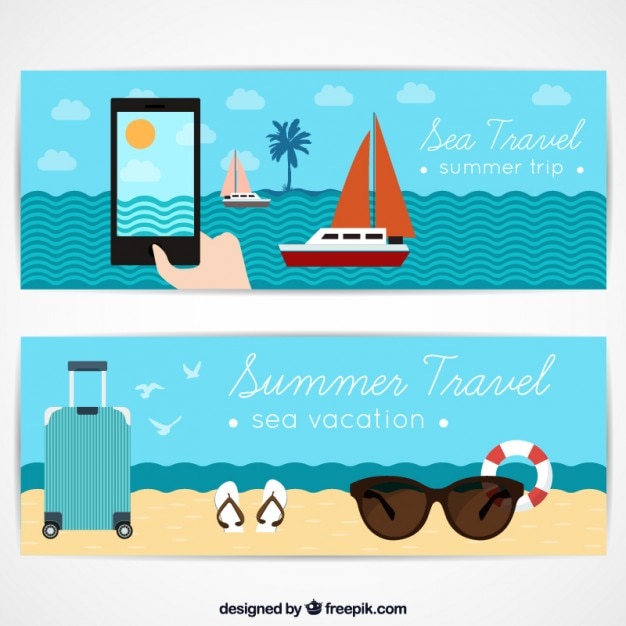 Free Vector summer travel banners