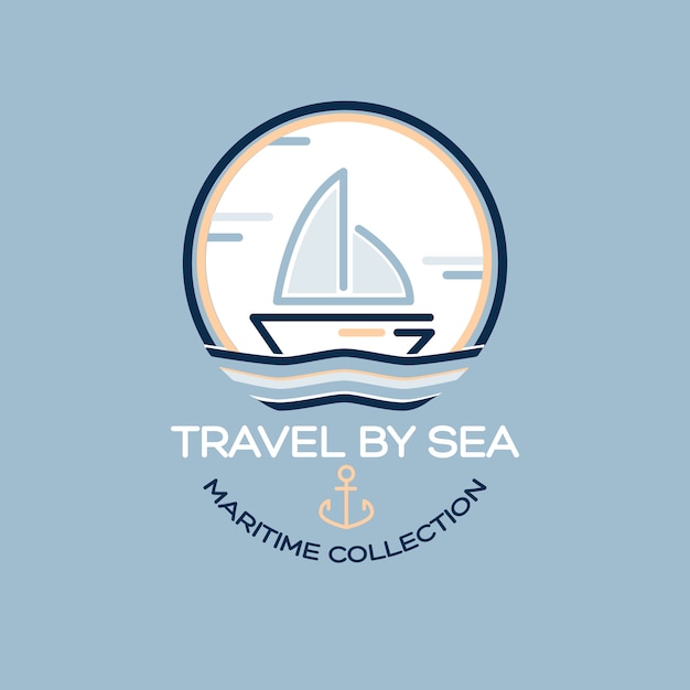 Summer Travel Design - Sail Boat. Maritime collection illustration