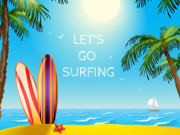 Summer  Travel  Poster Surfboards Background 