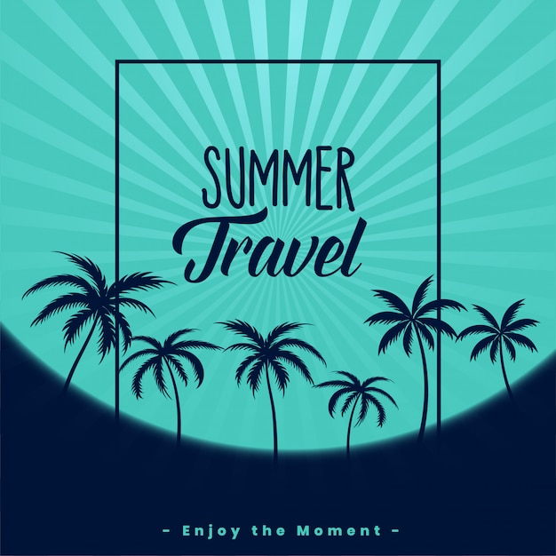 Summer travel poster with palm trees