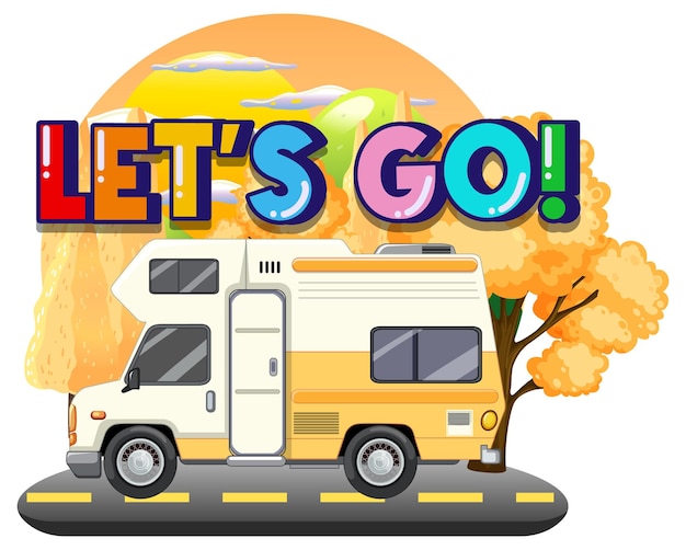 Summer travel vacation logo concept with motorhome