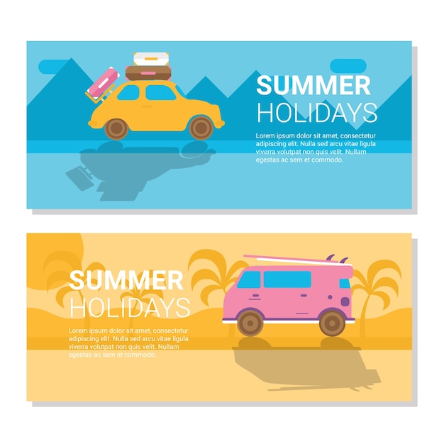 Free Vector summer trip banners set