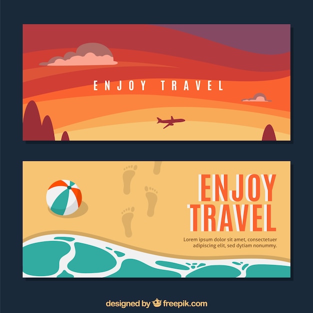 Free Vector summer trip banners with flat design