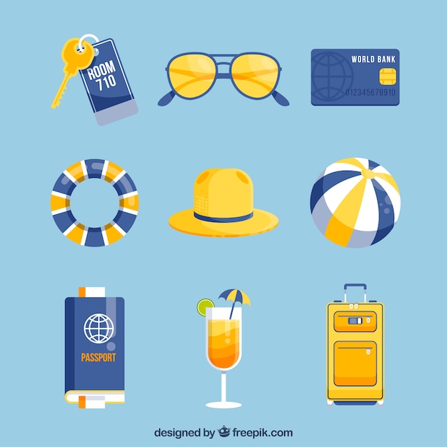 Summer trip element collection with flat design