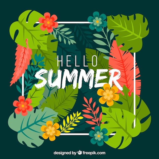 Summer tropical background with flowers