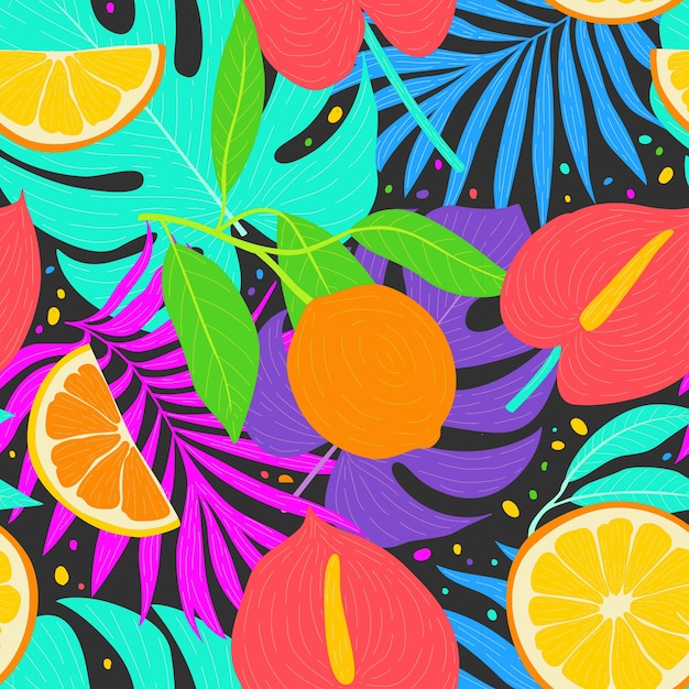 Free Vector summer tropical hand drawn background