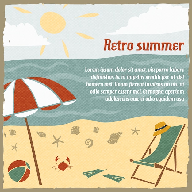 Summer vacation background template retro