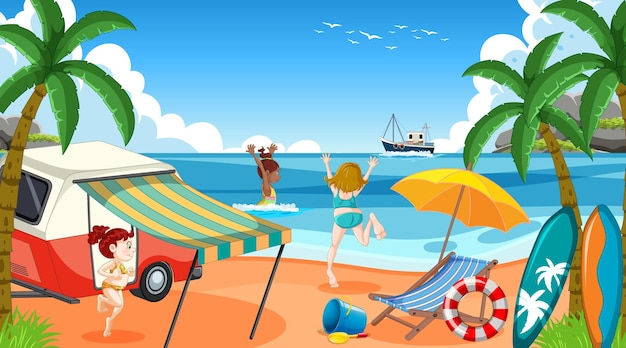 Free Vector summer vacation on the beach background