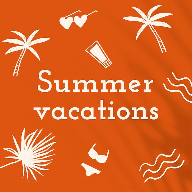 Summer vacation editable template  in orange social media post