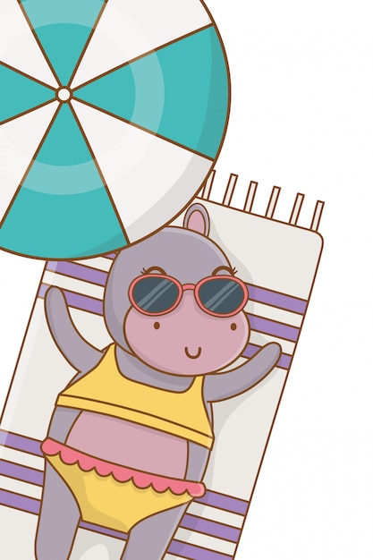 Free vector summer vacation relax cartoon