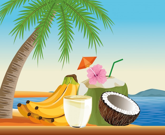 Free Vector summer vacations and beach in cartoon style