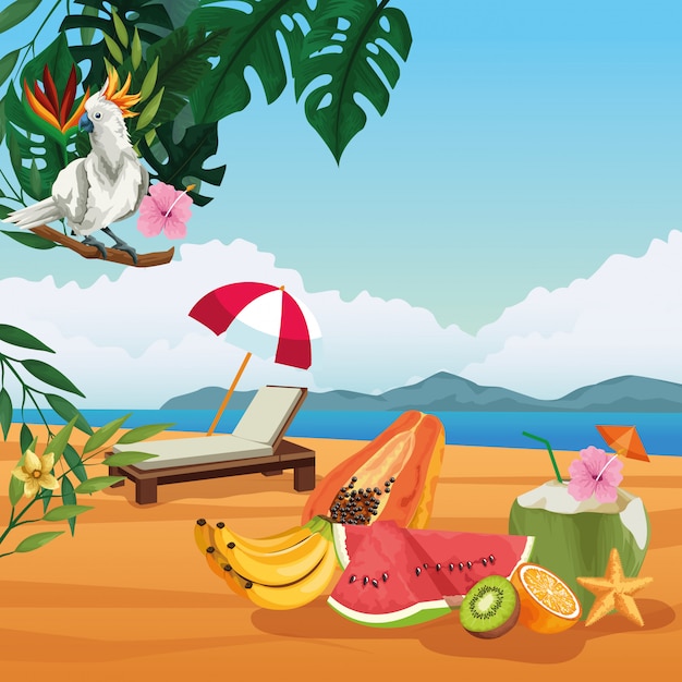 Free Vector summer vacations and beach cartoons.