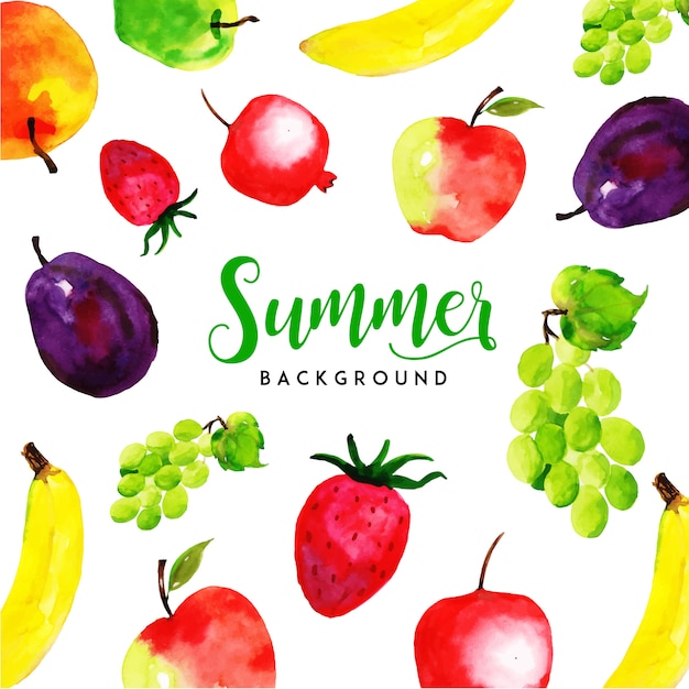 Summer Watercolor Fruits Multipurpose Background