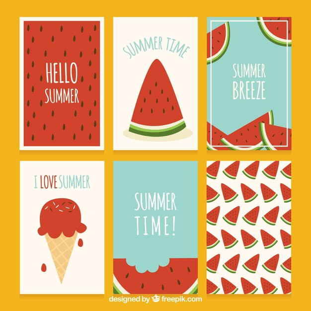 Summer watermelon cards set