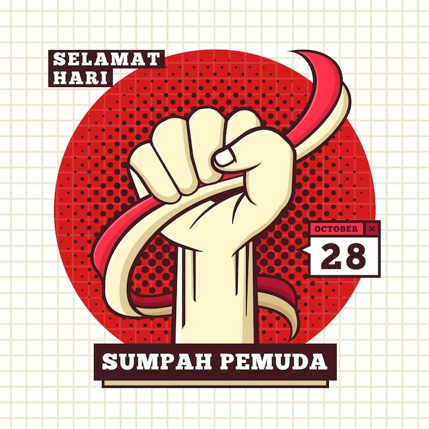 Free Vector sumpah pemuda illustration with fist