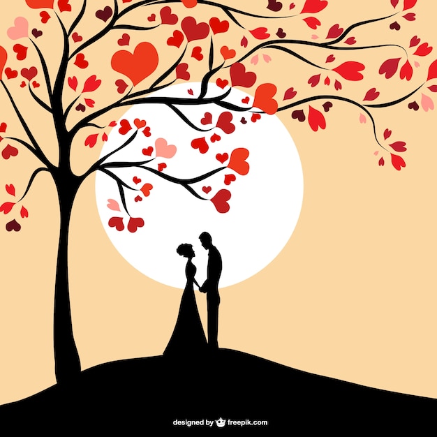 Free Vector sun couple silhouette design