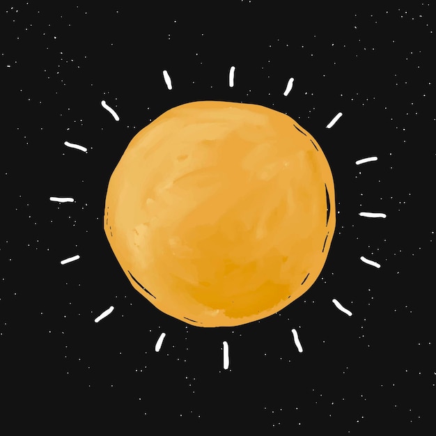 Sun drawing, doodle icon vector, cute galaxy illustration