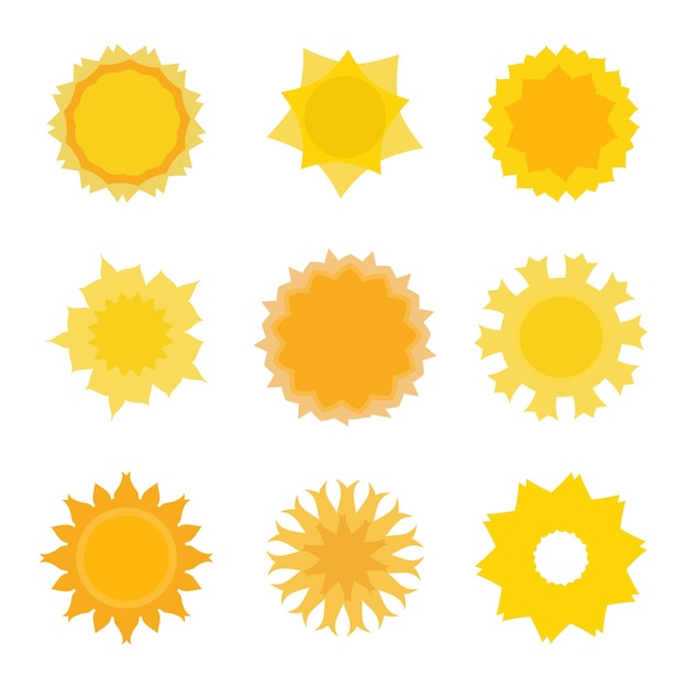 Free Vector sun icons collection set isolated on white