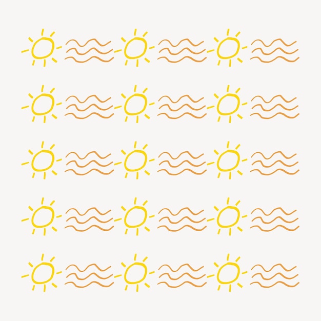 Free Vector sun illustration brush vector doodle seamless pattern brush set