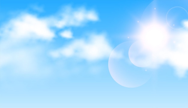 Free Vector sun light with clouds on sky background