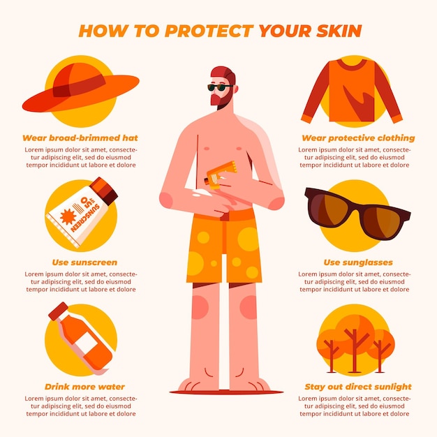 Free Vector sun protection infographic flat design