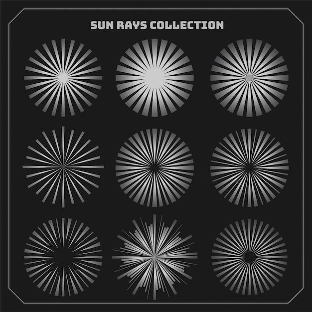 Sun rays beams styles set of nine