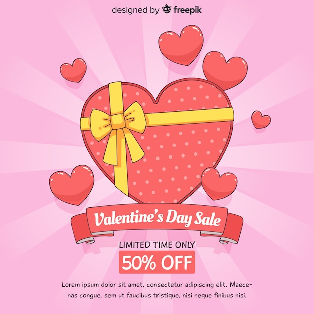 Free Vector sunburst valentine's day sale background