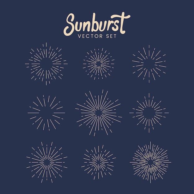 Free vector sunburst vector set on blue