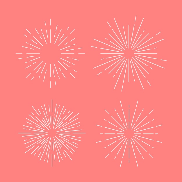 Free vector sunburst vector set on pink