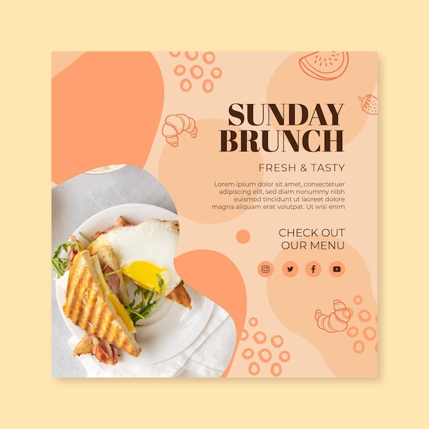 Sunday brunch  squared flyer template