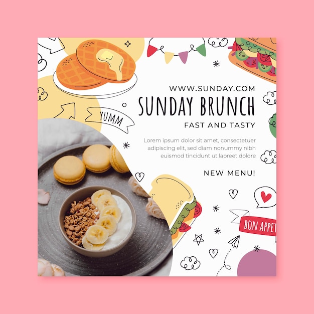 Sunday brunch squared flyer template