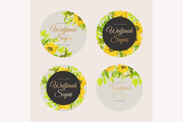 Free Vector sunflower floral sticker and label illustration