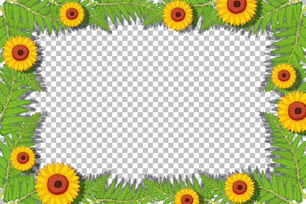 Free Vector sunflower frame template on transparent background