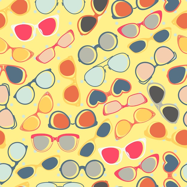 Free Vector sunglasses seamless pattern yellow background