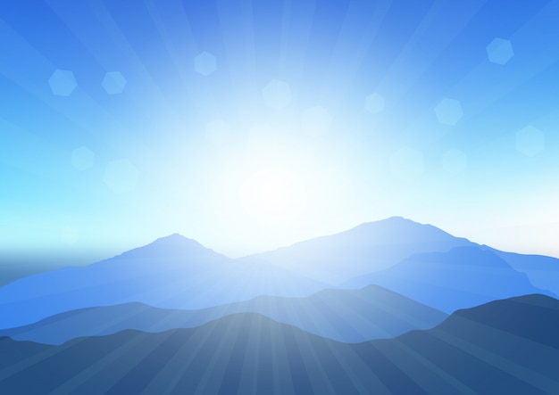 Sunny mountain landscape illustration