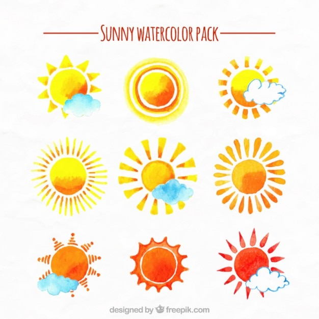 Free Vector sunny watercolor pack