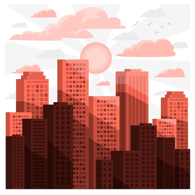 Free Vector sunrise over city concept illustration