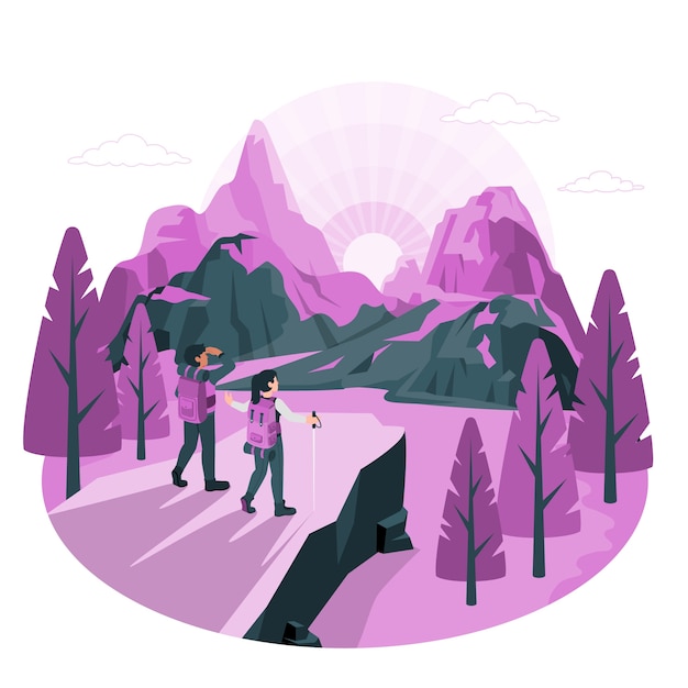 Free Vector sunrise hiking concept illustration