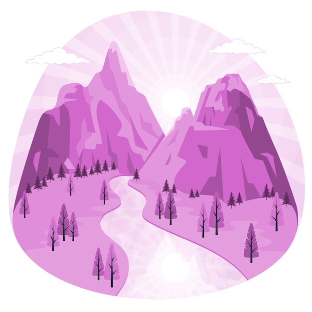 Free Vector sunrise in the mountain concept illustration