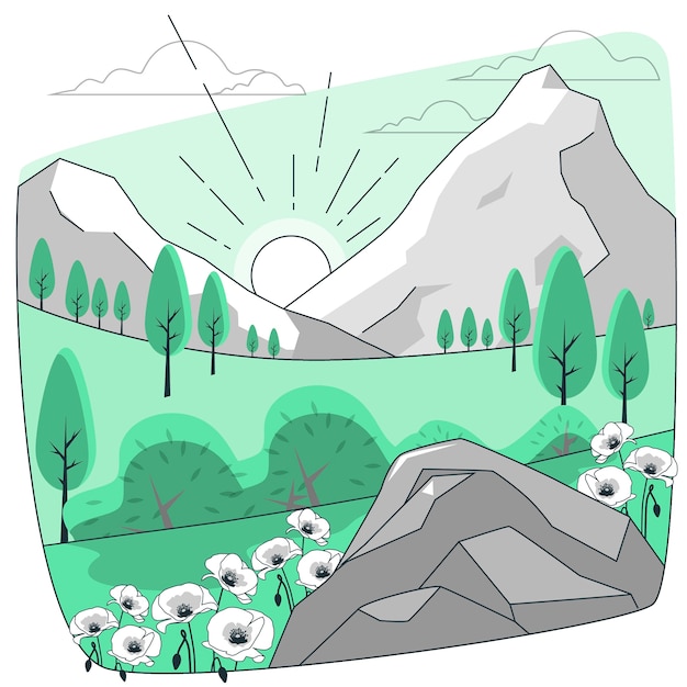 Free vector sunrise in the mountain concept illustration