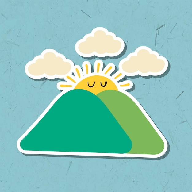 Sunrise over the mountain sticker design element vector