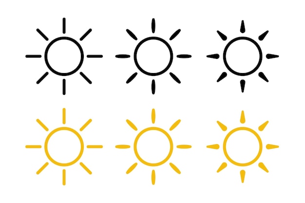 Free vector suns black and yellow outline style