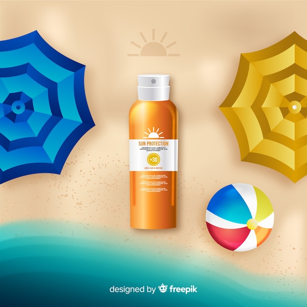 Free Vector sunscreen ad in realistic style