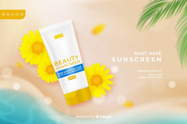 Sunscreen ad in realistic style