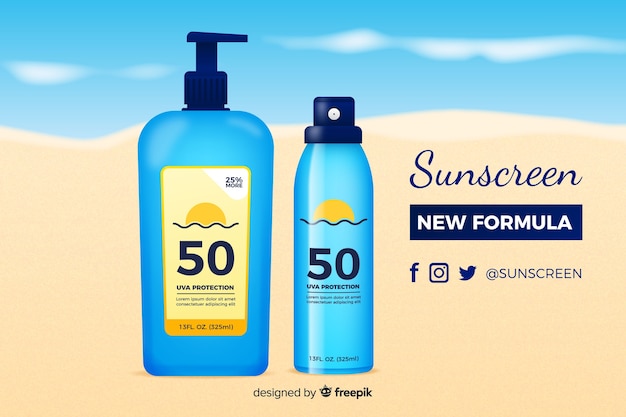 Free Vector sunscreen ad in realistic style