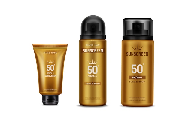 Free Vector sunscreen bottles set on white background