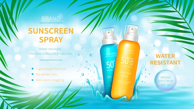 Sunscreen cosmetics  realistic poster